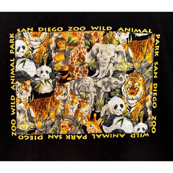 Vintage 90's San Diego Zoo Animal Park Short Sleeved Single Stitch T-Shirt, XL - Picture 2 of 4
